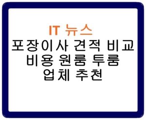 포장이사 견적 비교 비용 원룸 투룸 업체 추천