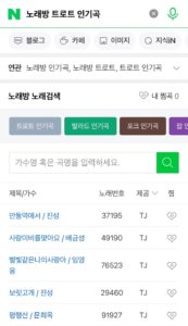 노래방 트로트 인기곡